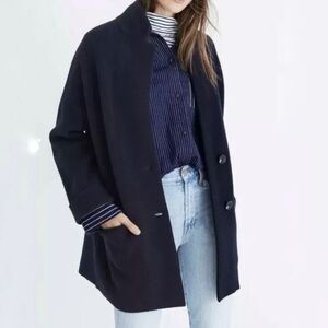Madewell Textured Blazer Sweater Jacket - Navy